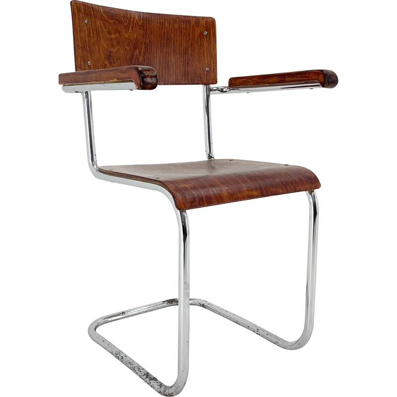 Sillón tubular cromado vintage, 1960