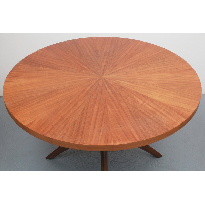 Vintage round walnut coffee table, 1950s