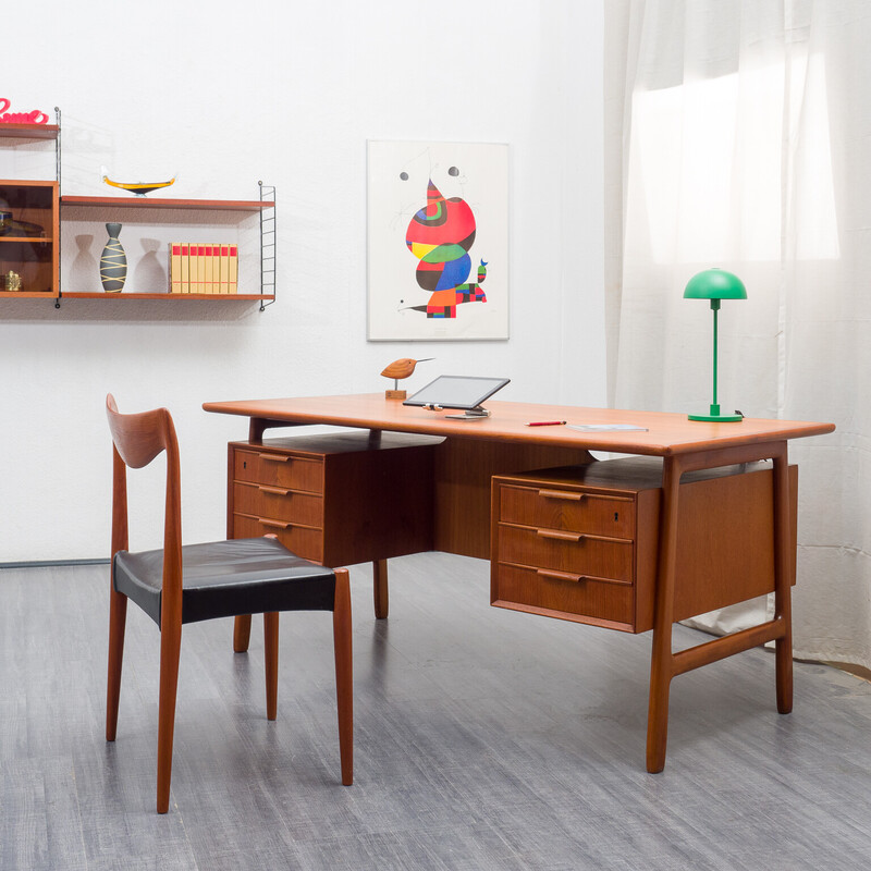 Vintage teak desk by Gunni Omann for Omann Jun, Denmark 1960s