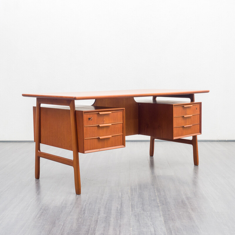 Vintage teakhouten bureau van Gunni Omann voor Omann Jun, Denemarken 1960