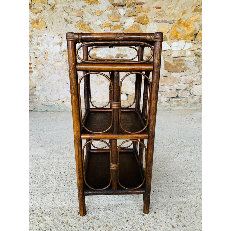 Vintage bamboo and rattan shelf, 1960s