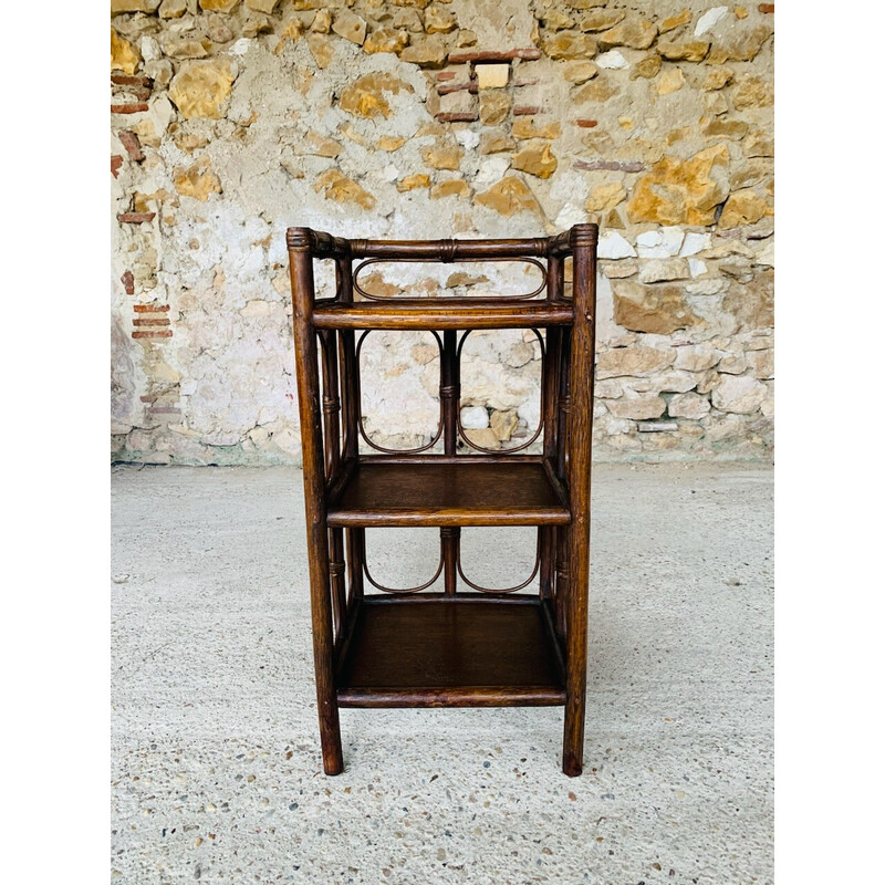 Vintage bamboo and rattan shelf, 1960s