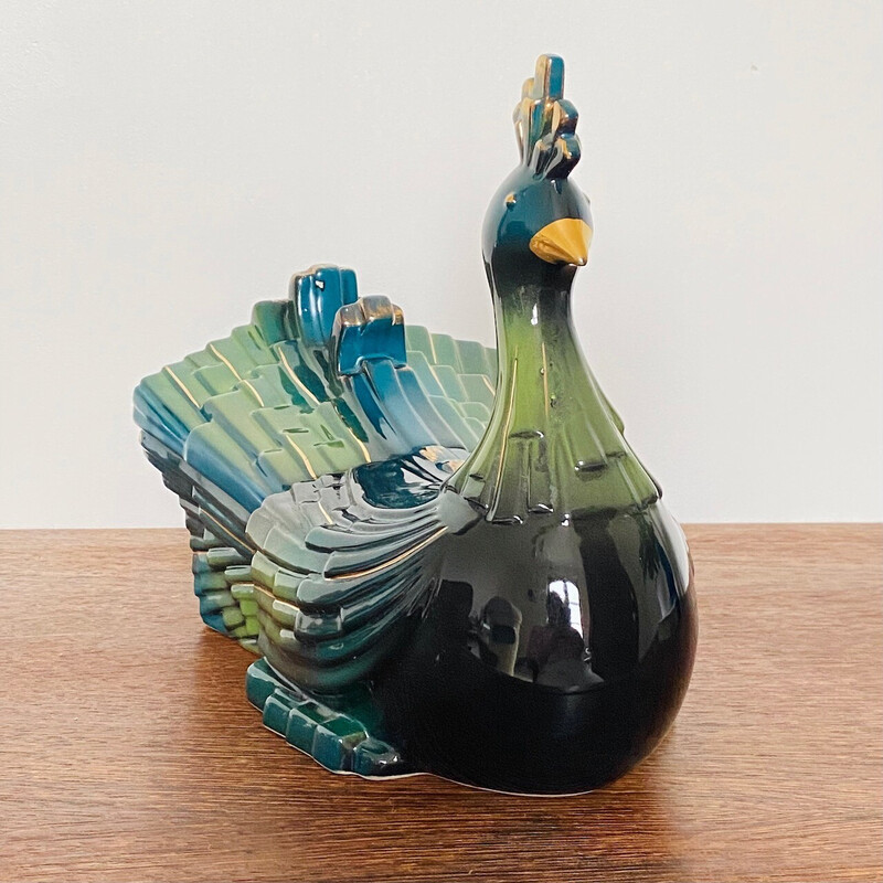 Bonbonniere Pfau Art Deco Vintage aus Terrakotta, Frankreich 1940