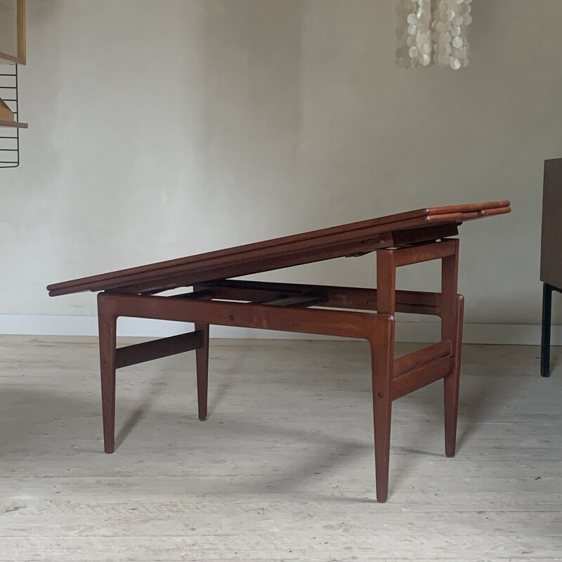 Vintage Scandinavian coffee table "elevator" in teak by Kai Kristiansen