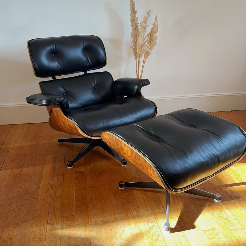 Vintage armchair with ottoman by Charles and Ray Eames for Herman Miller, France 1970