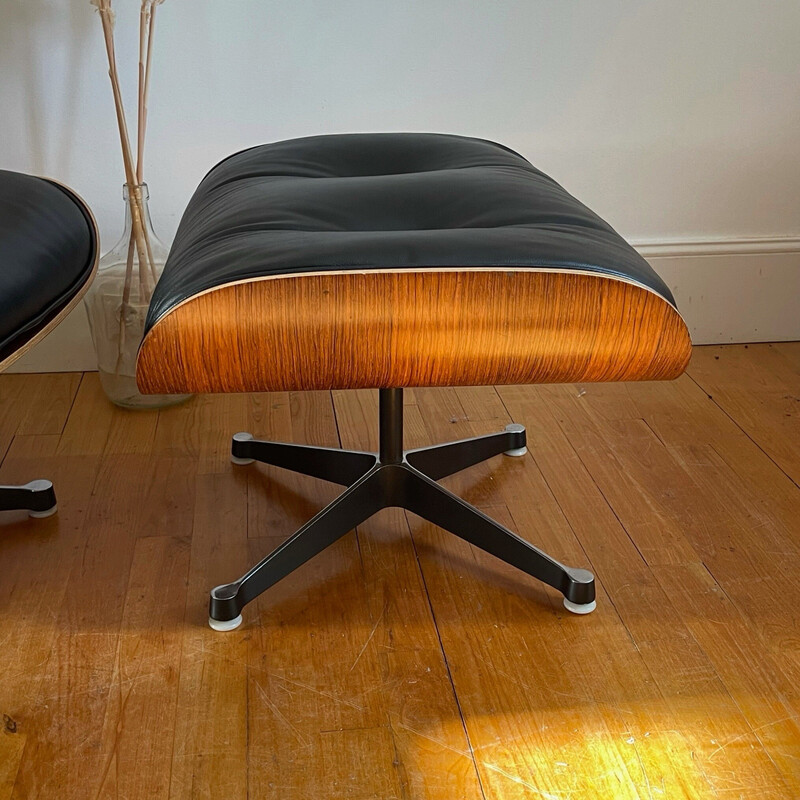 Vintage fauteuil met voetenbankje van Charles en Ray Eames voor Herman Miller, Frankrijk 1970