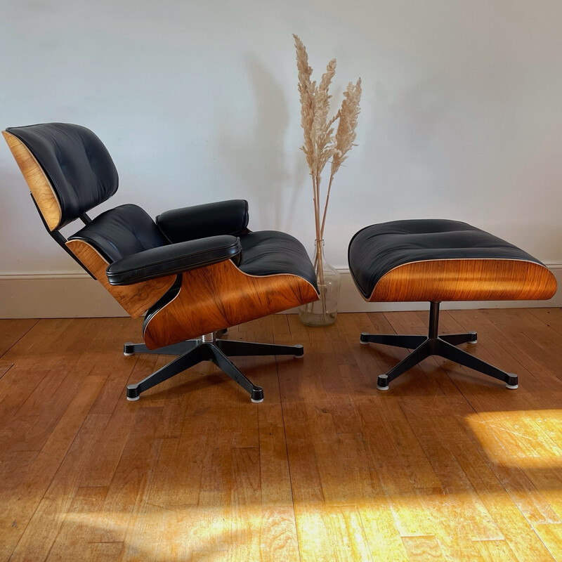 Vintage Sessel mit Ottoman von Charles und Ray Eames für Herman Miller, Frankreich 1970