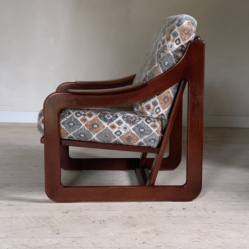 Scandinavische vintage beukenhouten fauteuil voor Guilleumas, Spanje 1970