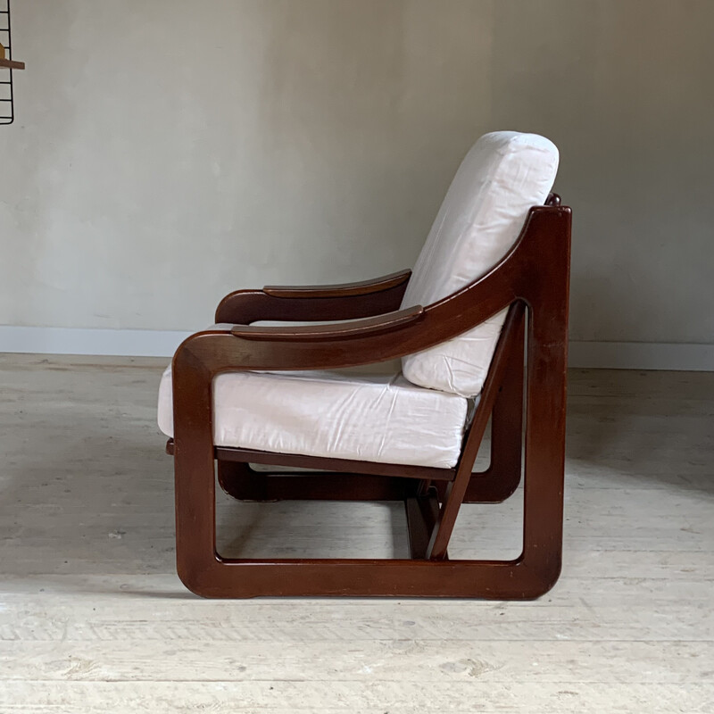 Scandinavische vintage beukenhouten fauteuil voor Guilleumas, Spanje 1970