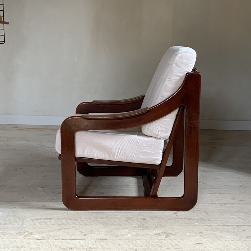 Vintage Scandinavian armchair in beech for Guilleumas, Spain 1970s