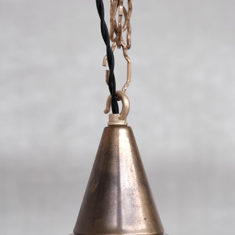 Lámpara colgante vintage de latón bicolor, Francia años 20