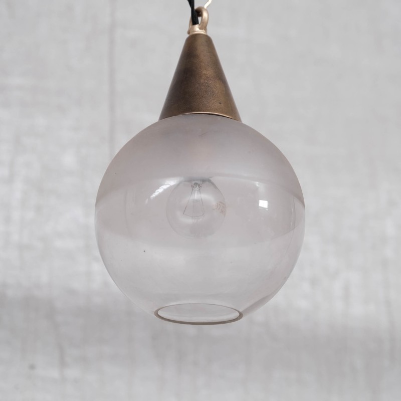 Vintage two-tone brass pendant lamp, France 1920s