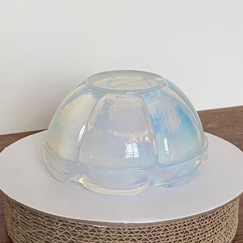 Vintage Art Deco opalex bol in molded glass, France 1940s