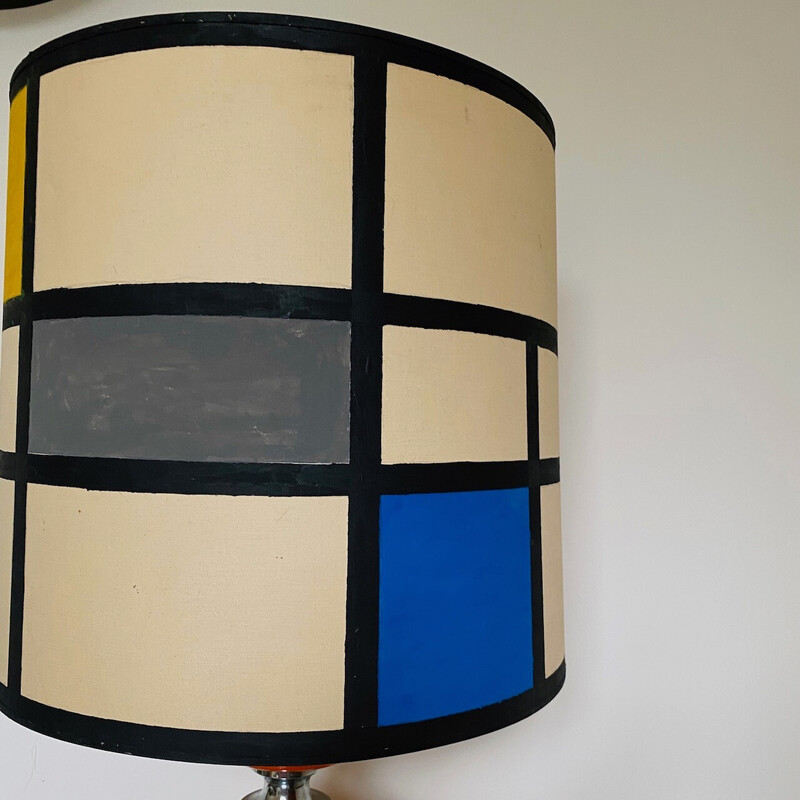 Vintage Mcm table lamp in ceramic and chrome, Belgium 1970s