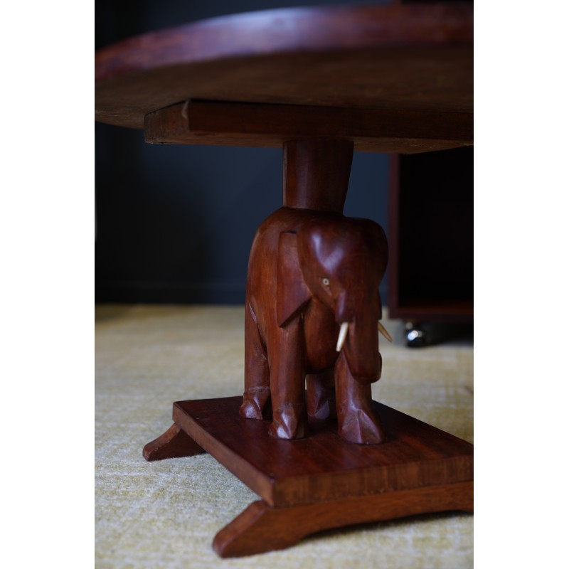 Pair of vintage mahogany side tables, Nigeria 1950-1960s