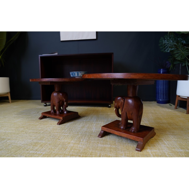 Paire de tables d'appoint vintage en acajou, Nigeria 1950-1960