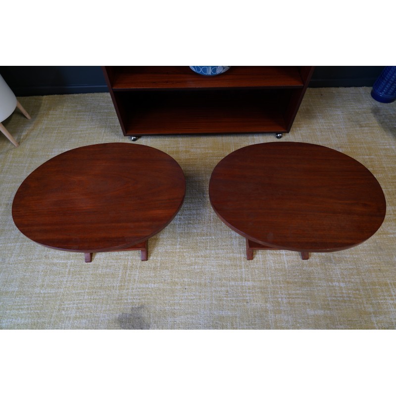 Pair of vintage mahogany side tables, Nigeria 1950-1960s