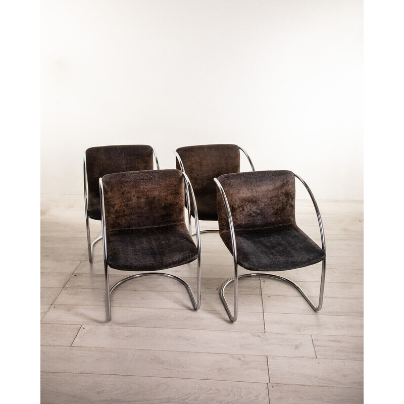 Set of 4 chairs vintage Lens by Giovanni Offredi for Saporiti, 1960s