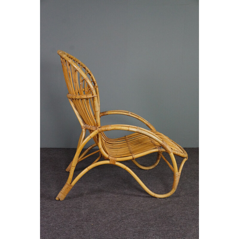 Vintage rattan armchair by Rohé Noordwolde, Netherlands 1950s