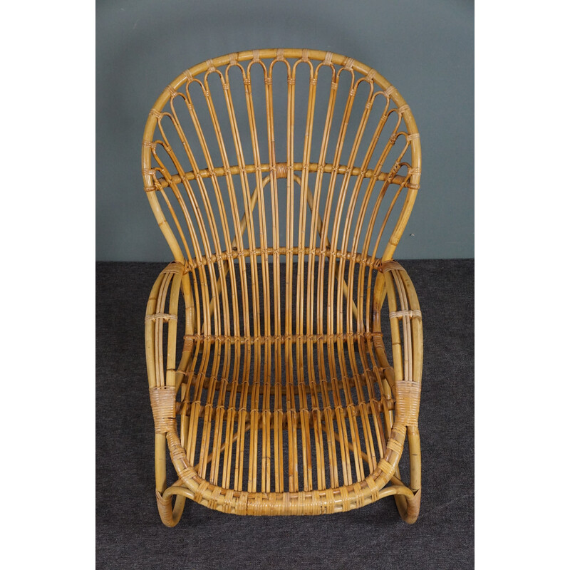 Vintage rattan armchair by Rohé Noordwolde, Netherlands 1950s