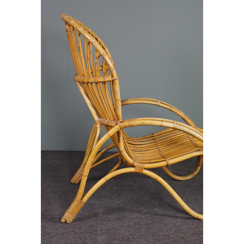 Vintage rattan armchair by Rohé Noordwolde, Netherlands 1950s