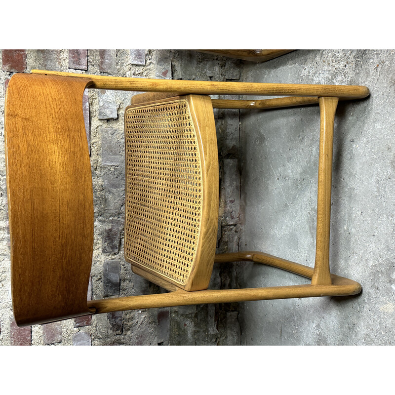 Conjunto de 4 cadeiras de madeira Baumann vintage, 1960