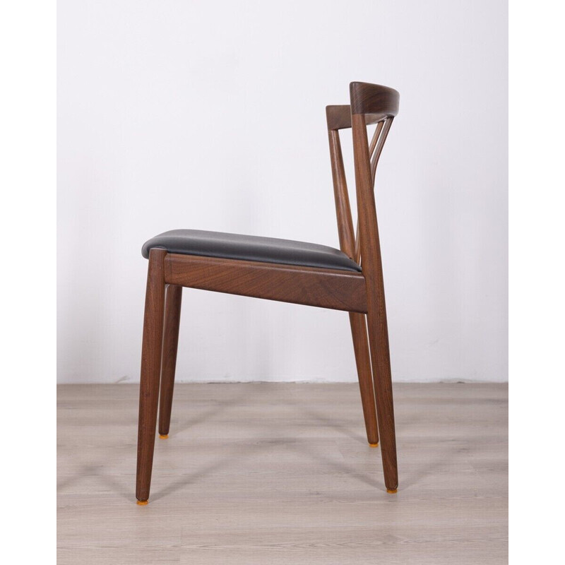 Coppia di sedie vintage in teak e pelle nera, Danimarca 1960