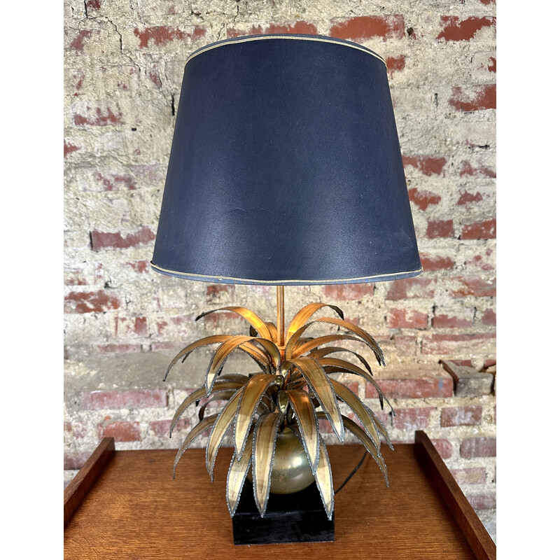 Vintage palmboom lamp in verguld messing, 1970