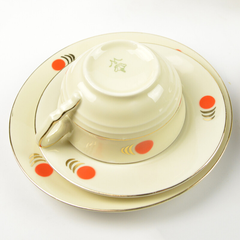 Vintage Art Deco porcelain coffee service for Heinrich Winterling, Germany 1930s