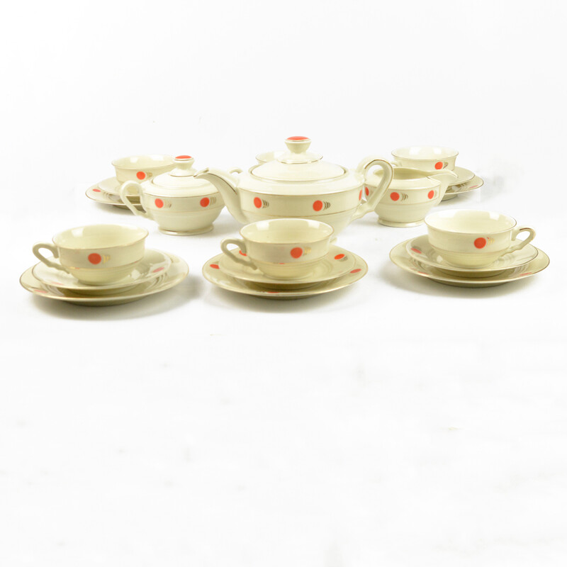 Vintage Art Deco porcelain coffee service for Heinrich Winterling, Germany 1930s