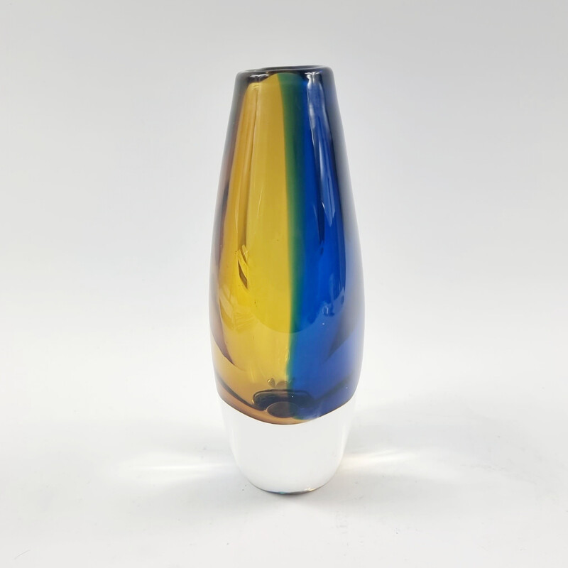 Vase vintage en verre Sommerso par Vicke Lindstrand pour Kosta, Suède 1960