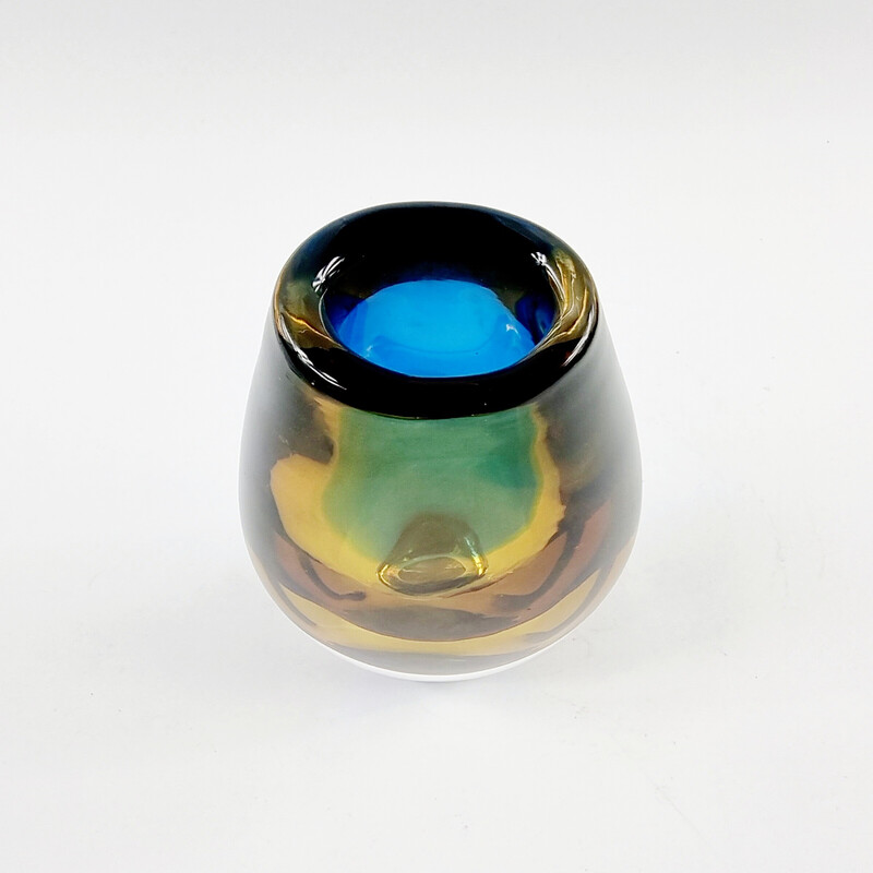 Vintage Sommerso glass vase by Vicke Lindstrand for Kosta, Sweden 1960s