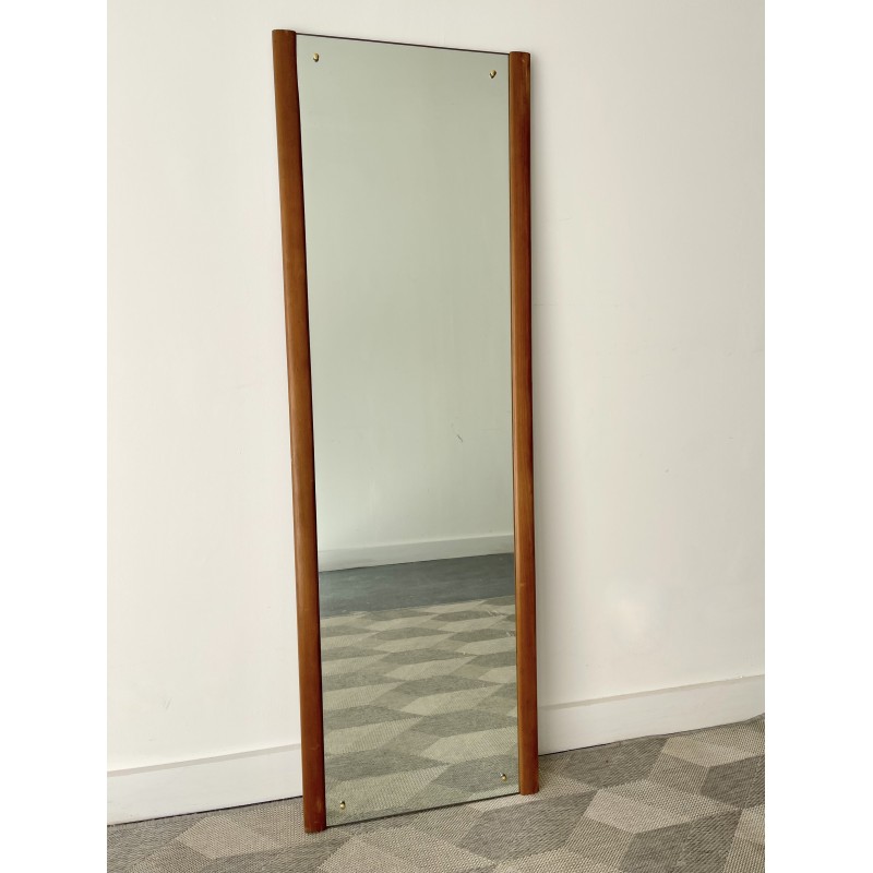 Vintage rectangular wall mirror with wooden frame, 1960-1970s