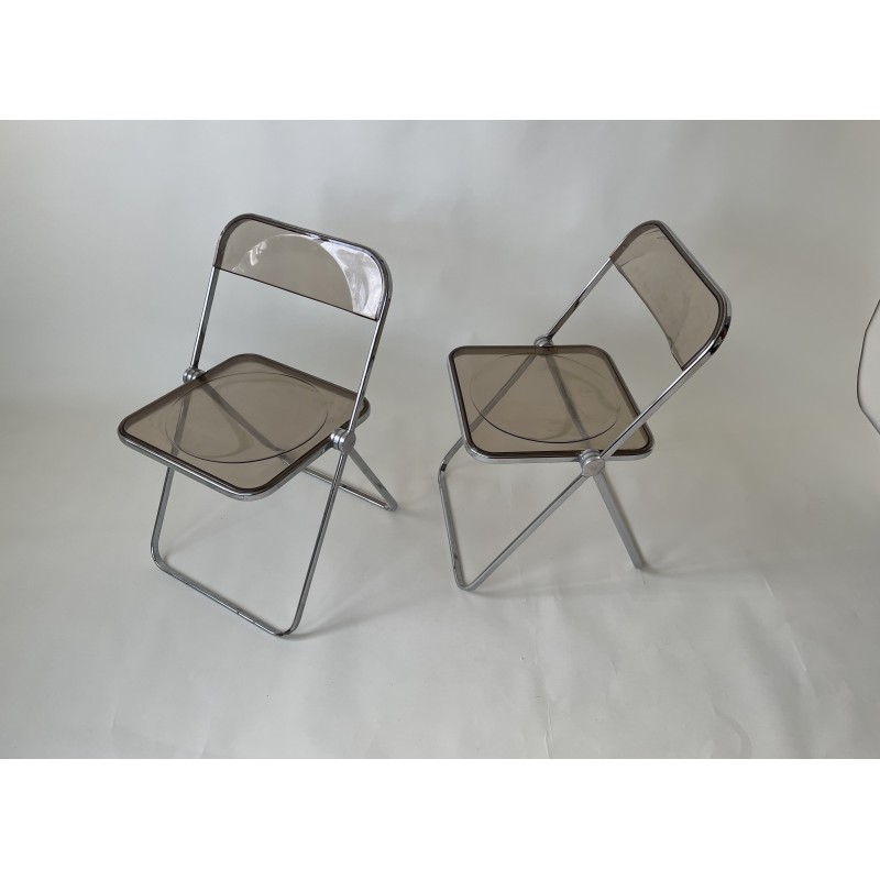 Pair of vintage folding Plia chairs by Giancarlo Piretti for Anonima Castelli, Italy 1970s