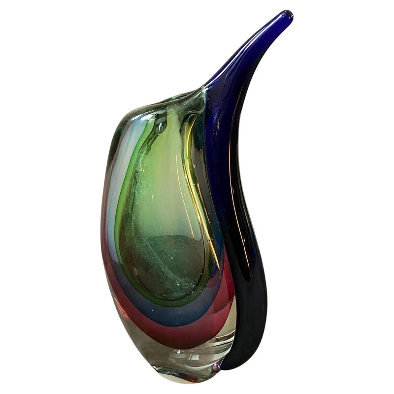 Vase vintage en verre de Murano par V. Nason, 1980