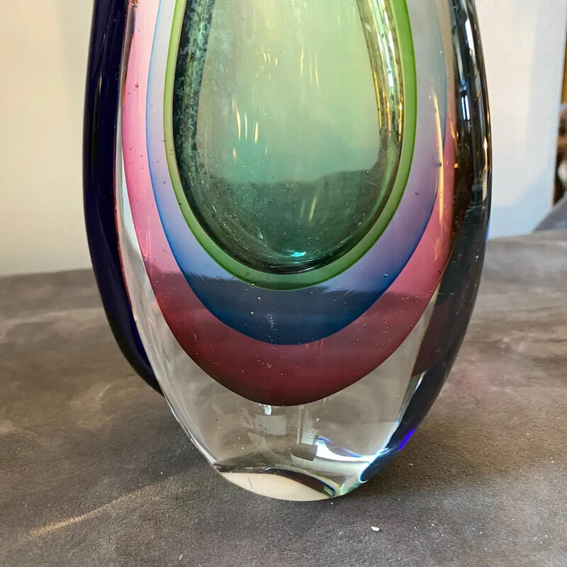 Jarrón vintage de cristal de Murano de V. Nason, años 80