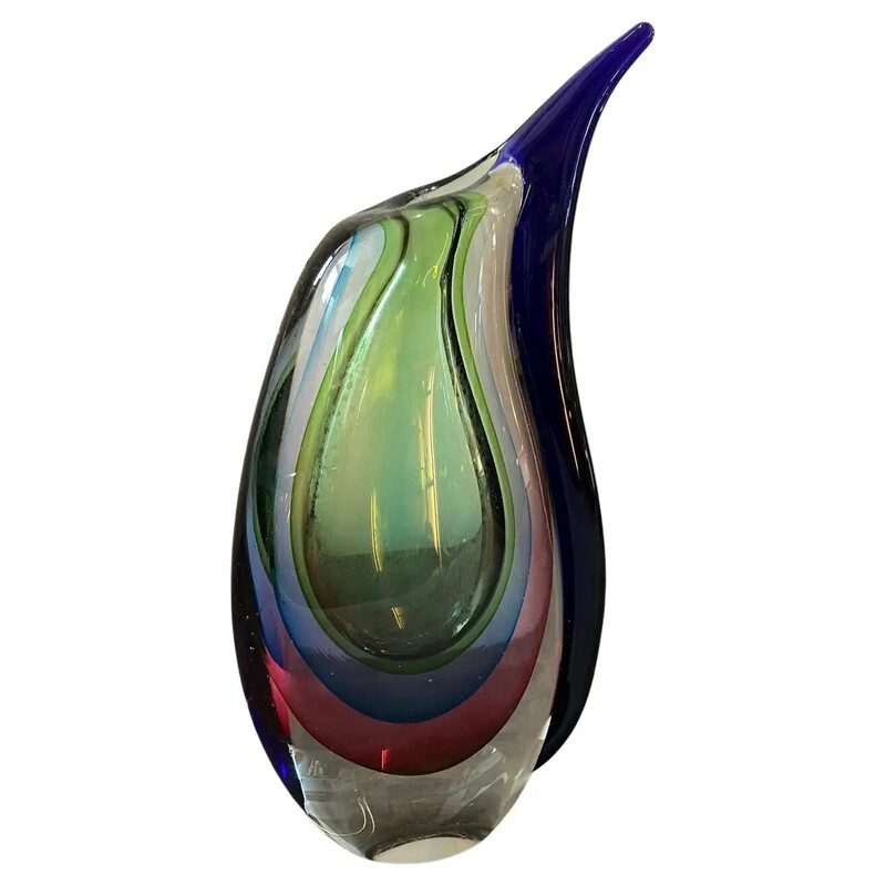 Vaso vintage in vetro di Murano di V. Nason, anni '80