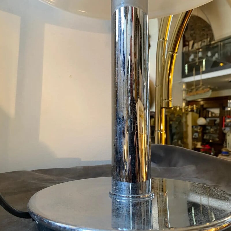 Lampada da tavolo vintage in metallo e vetro di Glashutte Limburg, Germania anni '90