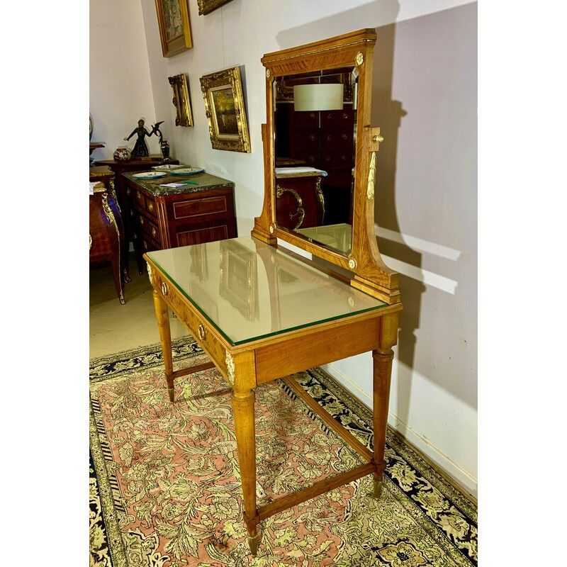 Vintage Art Deco dressing table in precious wood marquetry, 1930