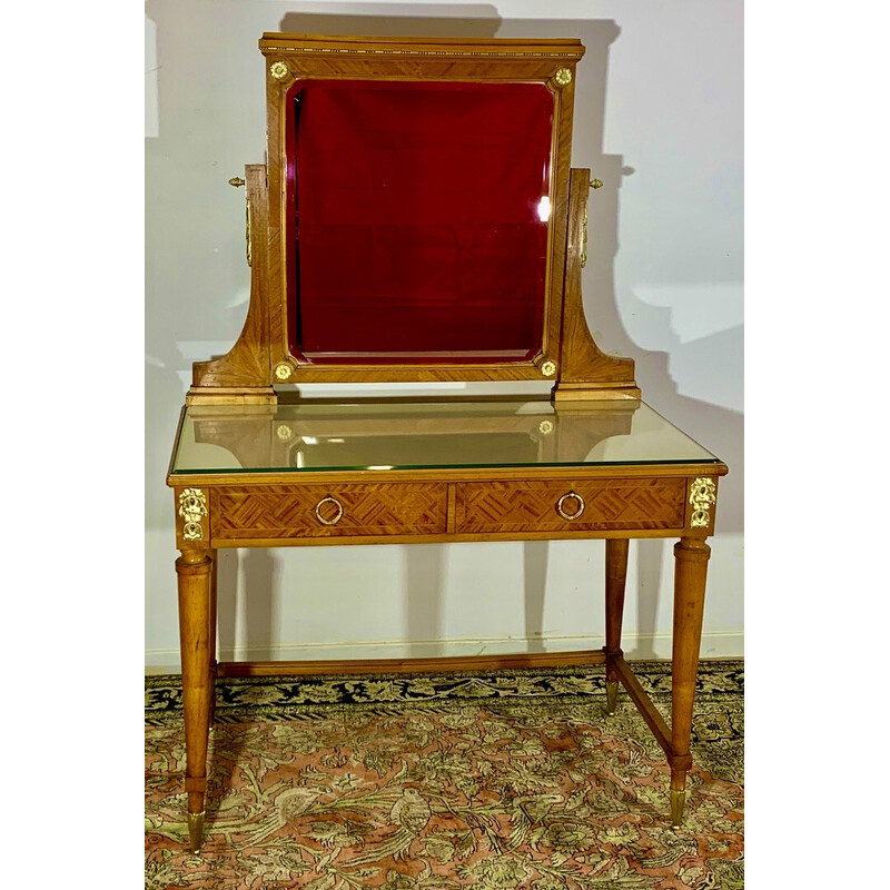 Vintage Art Deco dressing table in precious wood marquetry, 1930