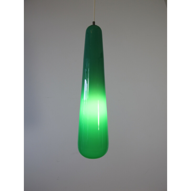 Italian Jade Green Glass Pendant from Vistosi - 1960s