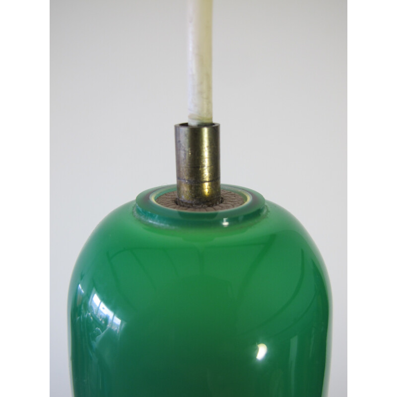 Italian Jade Green Glass Pendant from Vistosi - 1960s