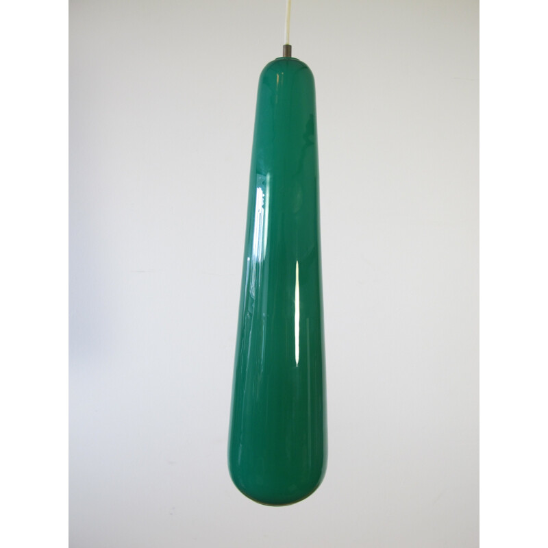 Italian Jade Green Glass Pendant from Vistosi - 1960s