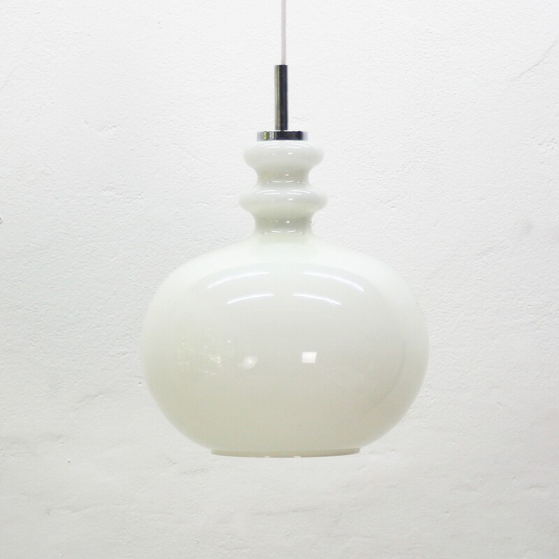 Big Peill & Putzler pendant lamp in opaline - 1960s