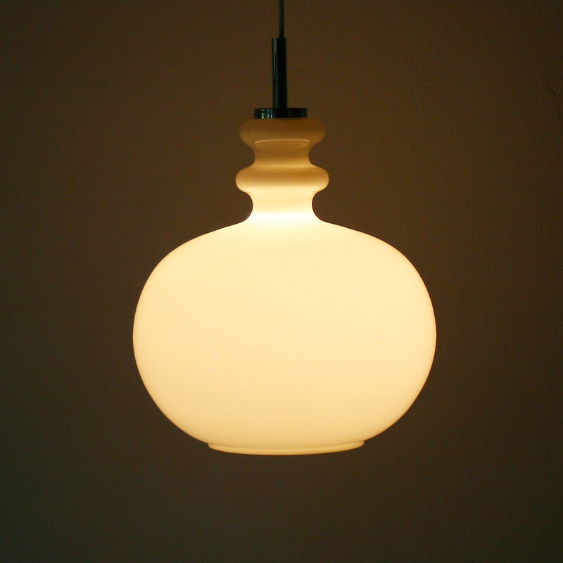 Big Peill & Putzler pendant lamp in opaline - 1960s