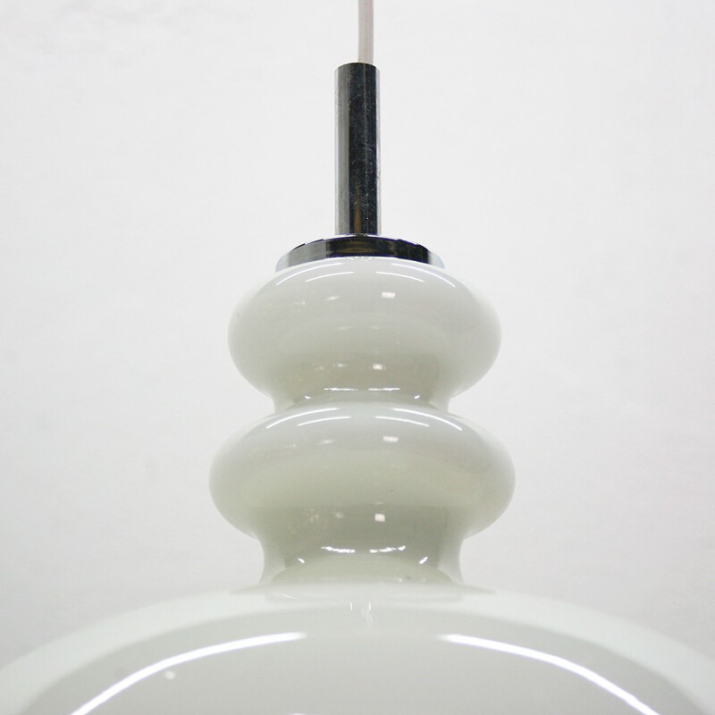 Big Peill & Putzler pendant lamp in opaline - 1960s