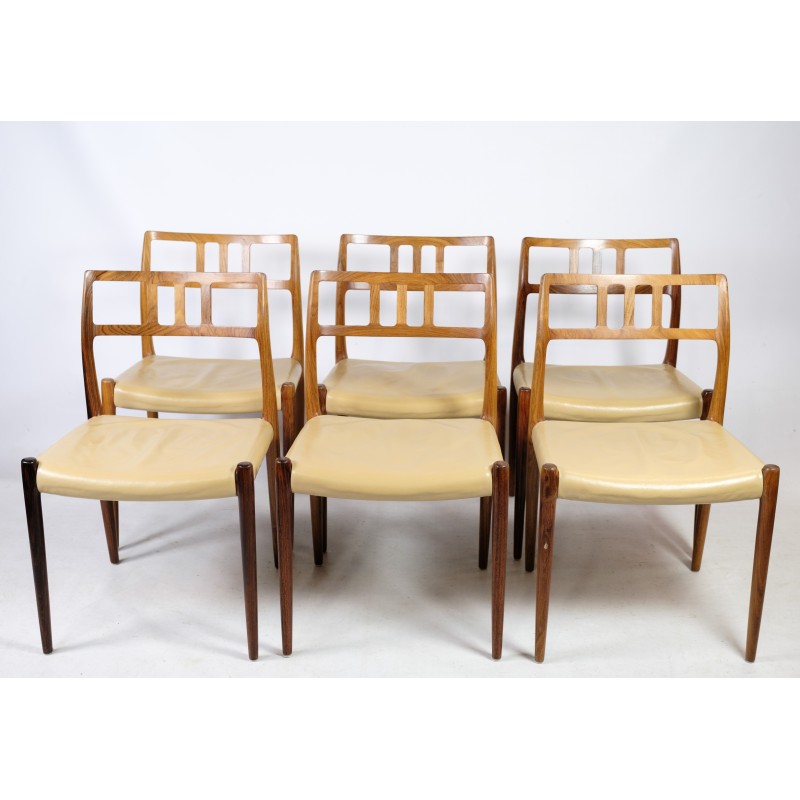 Set di 6 sedie da pranzo vintage in palissandro modello 79 di Niels O. Møller, 1960