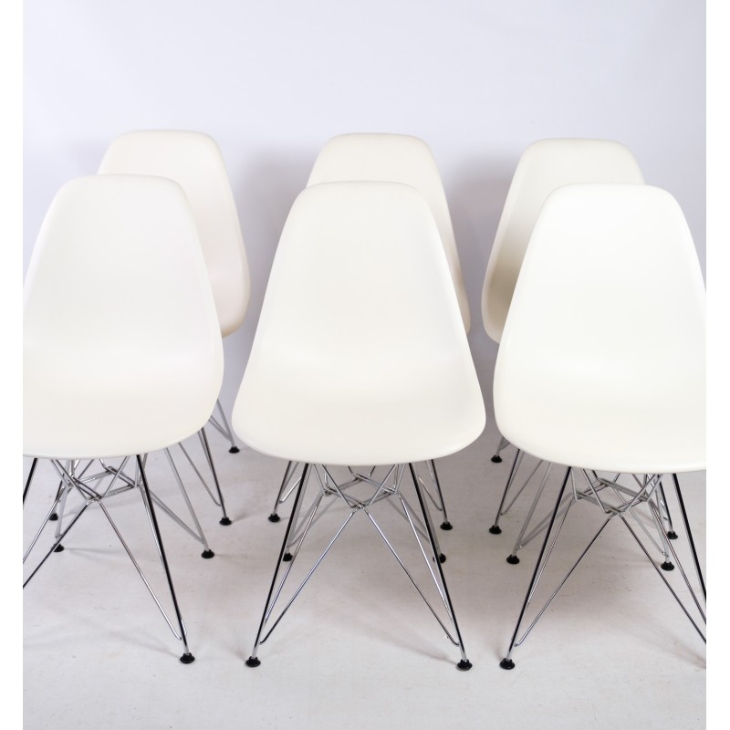 Silla vintage Dsr de plástico blanco de Charles y Ray Eames, años 1948