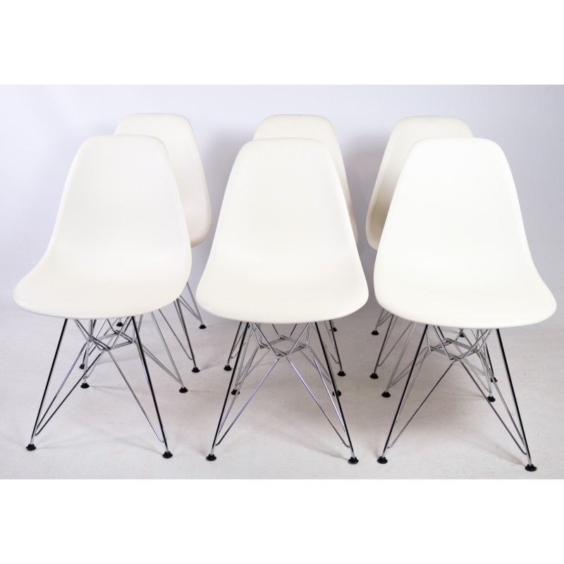 Dsr-Stuhl aus weißem Kunststoff von Charles und Ray Eames, 1948er Jahre