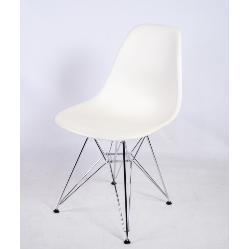 Silla vintage Dsr de plástico blanco de Charles y Ray Eames, años 1948